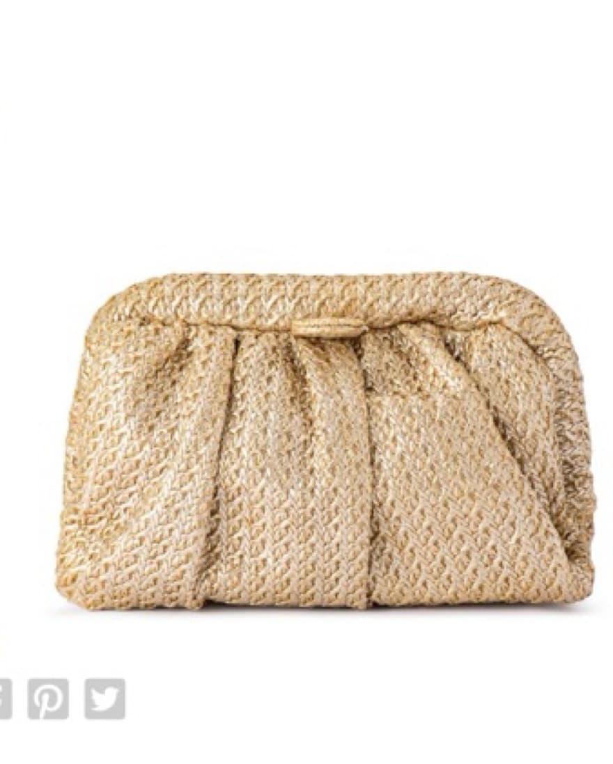 Stevie Pleated Gold Woven Clutch - Image 2