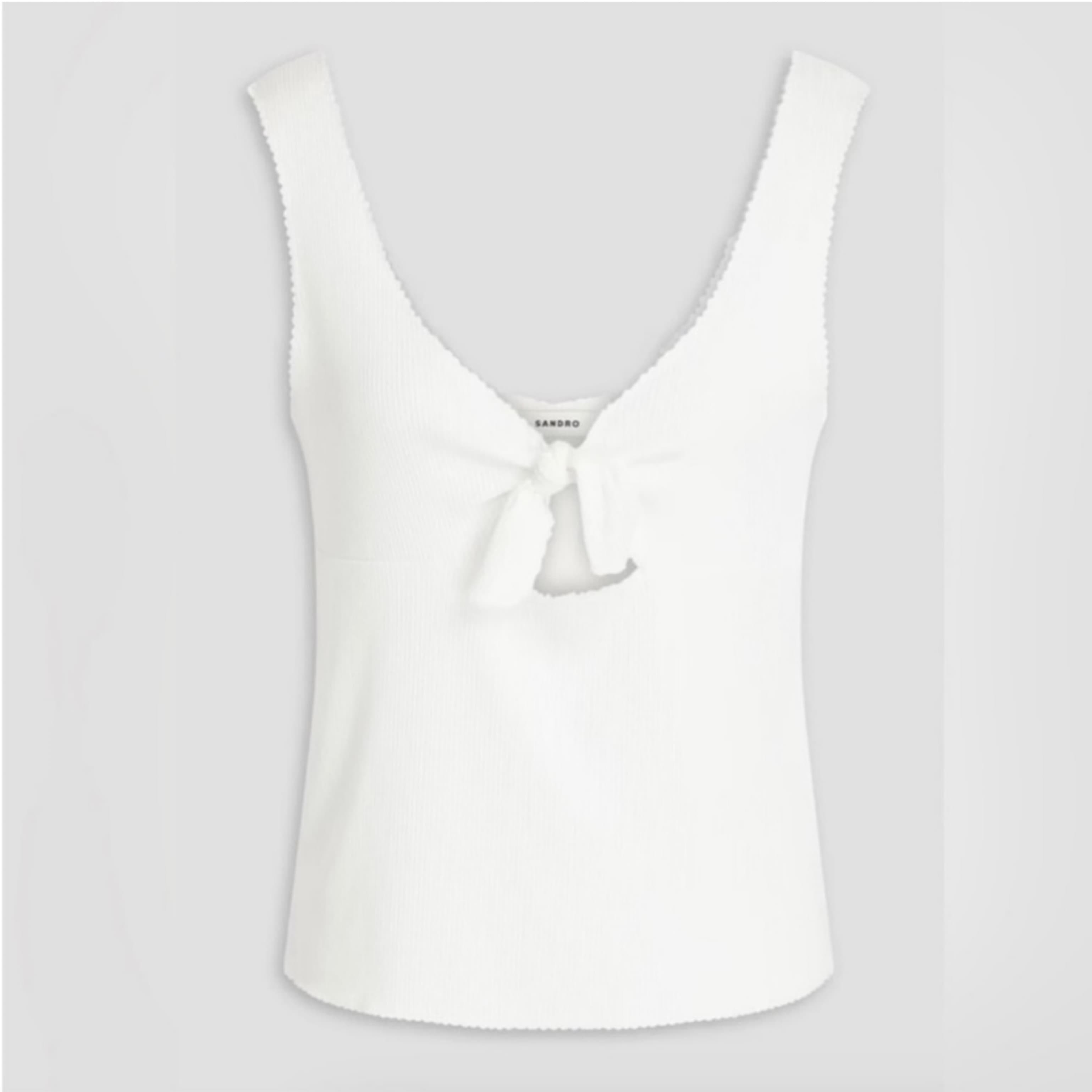 Sandro Paris Sleeveless White Bow Top - Image 2