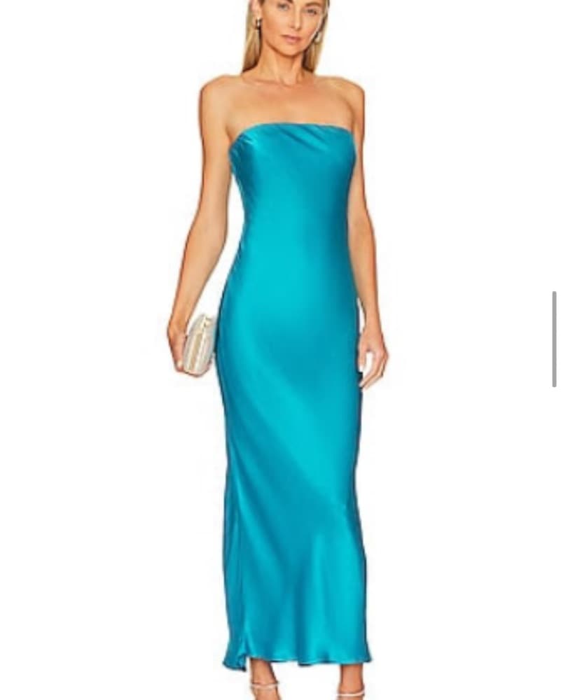 Revolve Blue Satin Dress - Image 1