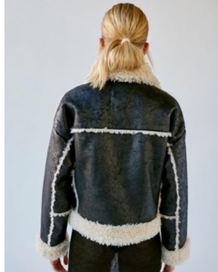 UO Leather Shearling Jacket  - Image 4