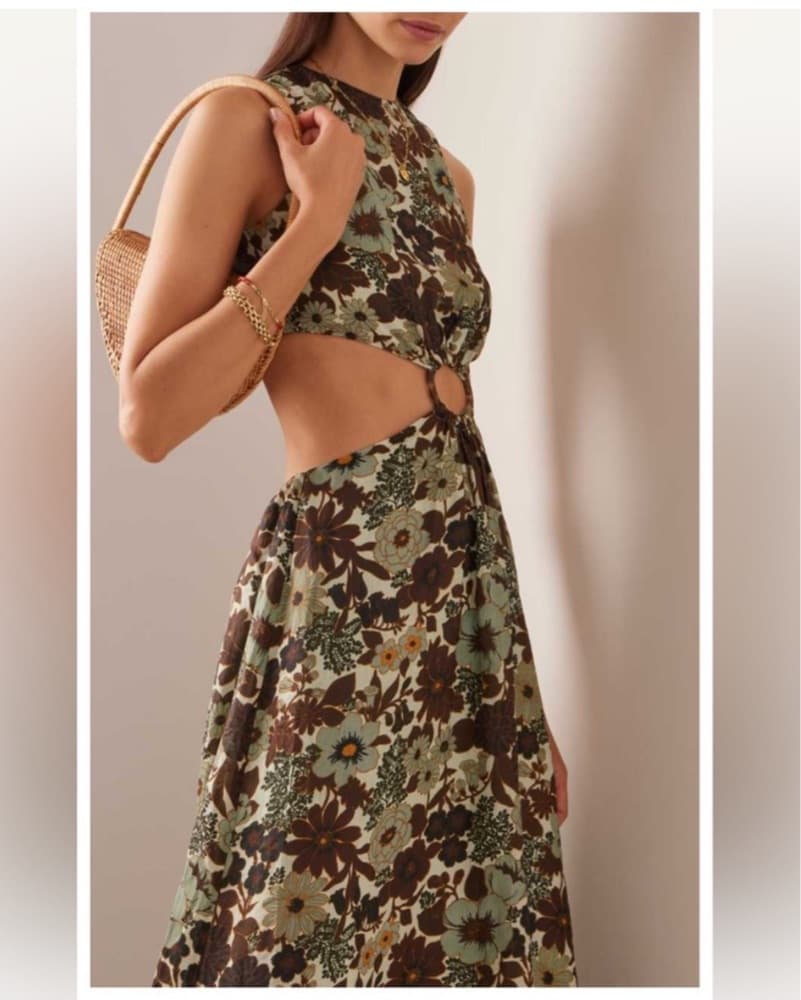 Floral Printed Halter Maxi Dress - Image 1