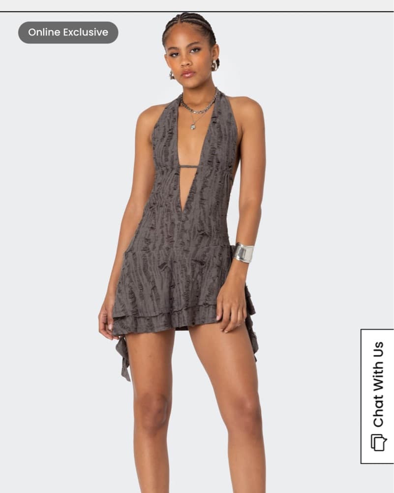 Edikted Shredded Backless Halter Dress  - Image 3