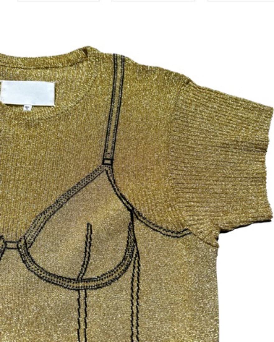 trompe l’oeil ribbed glitter bra top - Image 3