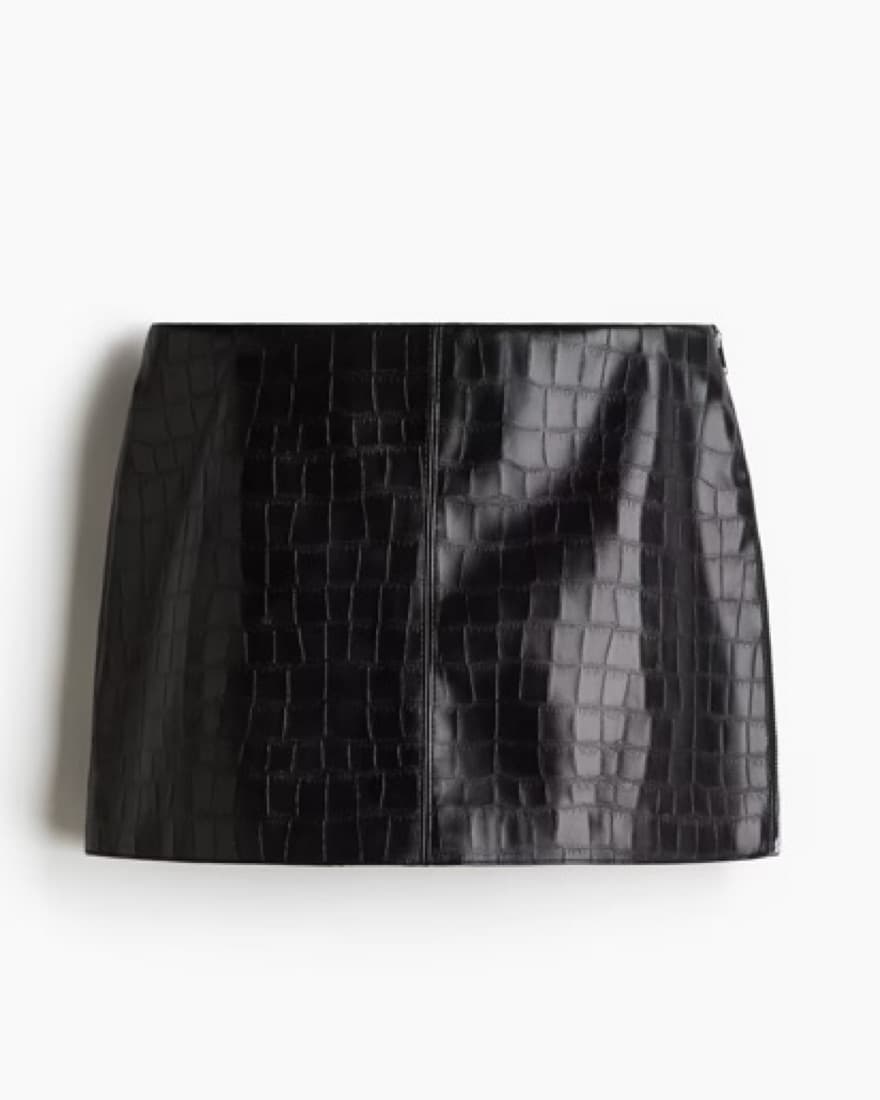 Black Crocodile Mini Skirt   - Image 1