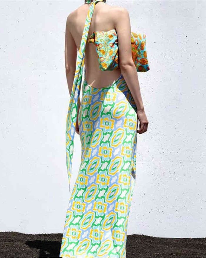 Groovy Floral Backless Halter Dress - Image 2
