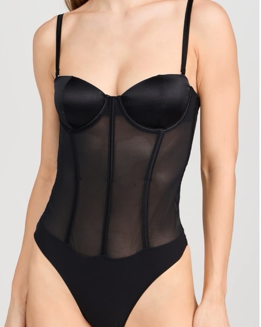 Fleur Du Mal Black Silk Mesh Bodysuit  - Image 3