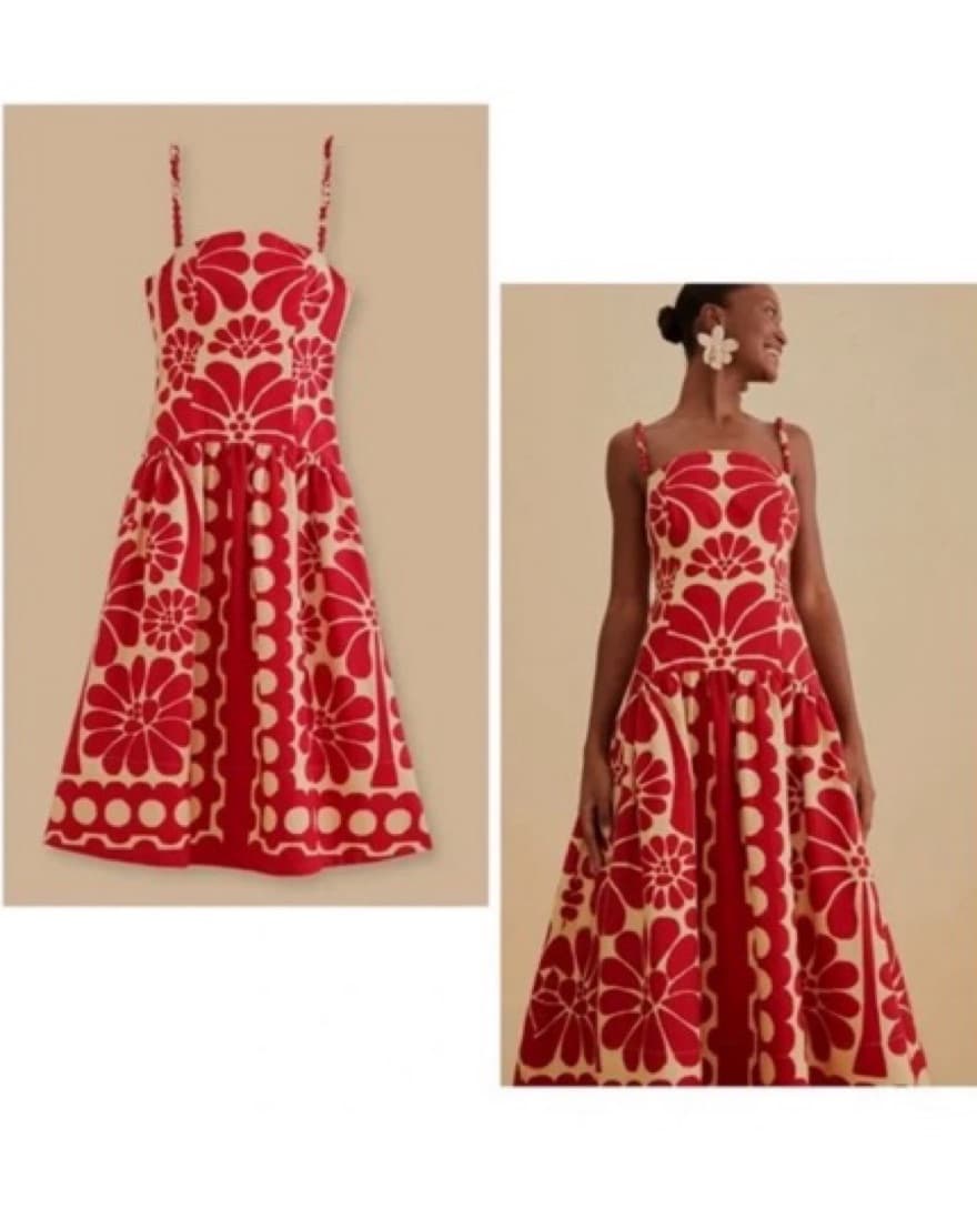 Farm Rio Linen Palermo Dress Beaded Stra - Image 4