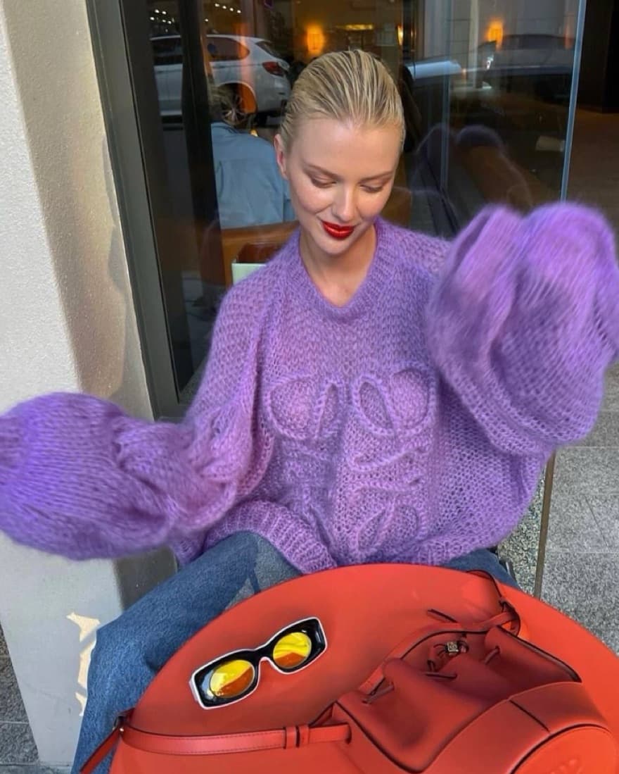 Loewe Purple Anagram Mohair Sweater by Loewe | Pickle
