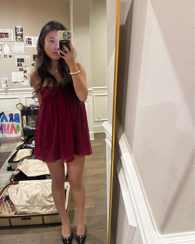 BUCI POWDERPUFF DRESS IN BURGUNDY - Image 2