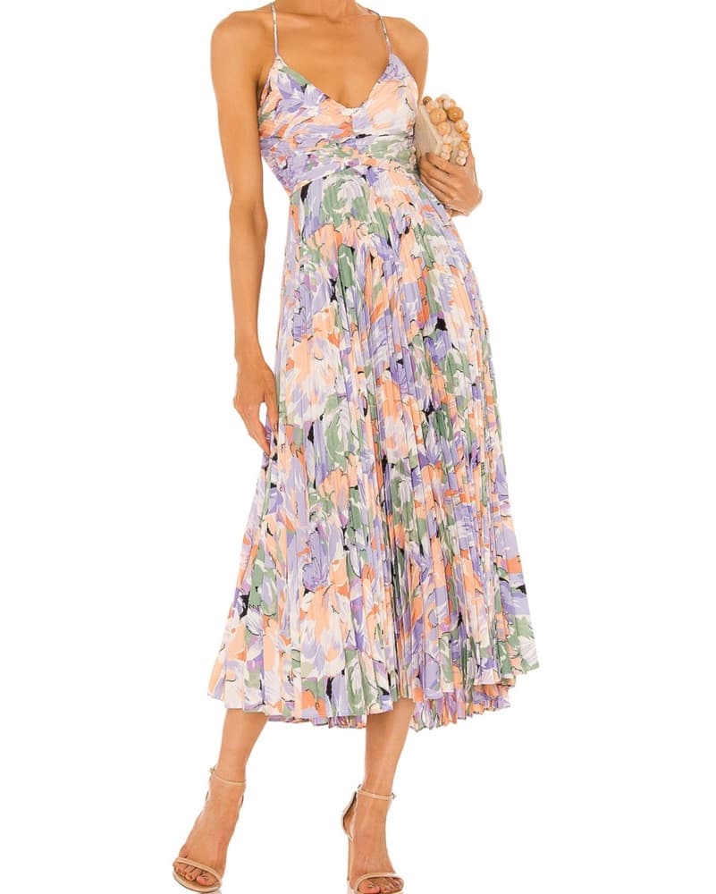Floral Pleated Midi Dress - Image 1