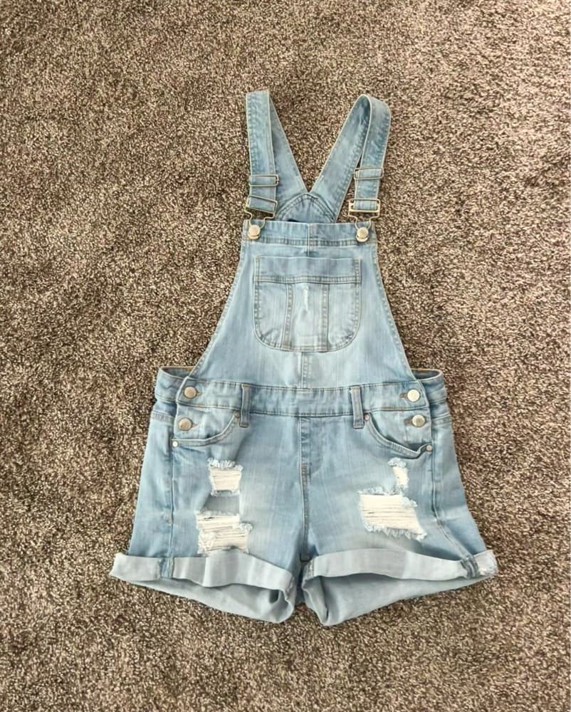 Blue Spice Denim Overall Shorts - Image 3