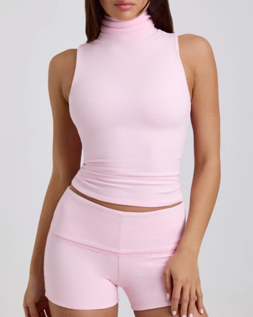 Oh Polly SETRibbed Light Pink Turtleneck - Image 1