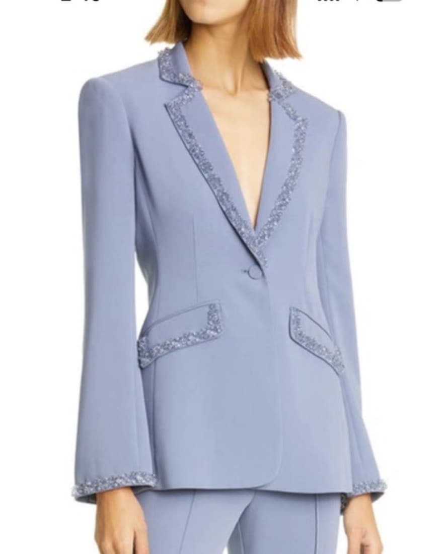 Cinq E Sept Slate Blue Beaded Blazer - Image 1