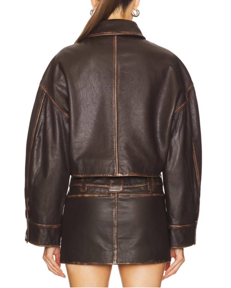 Cropped Leather Patch Pocket Jacket - Image 2