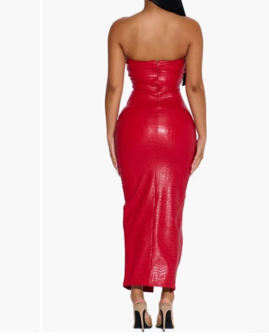 Naked Wardrob Faux Croc Red Dress - Image 2
