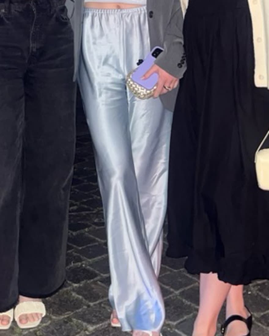 Reformation Blue Satin Pants - Image 2