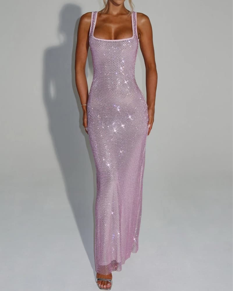 Sparkling Lavender Sequin Gown - Image 3