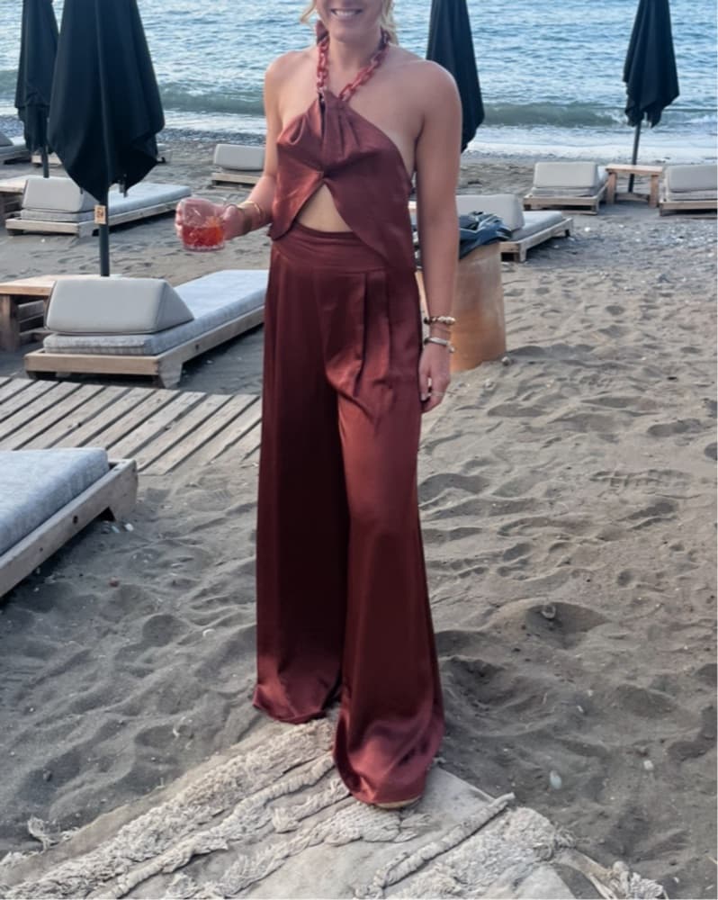 Brown Satin Matching Set - Image 2