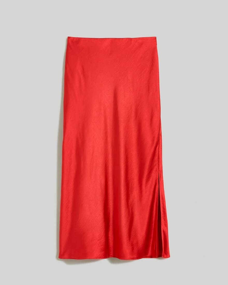 Red Satin Midi Slip Skirt - Image 2