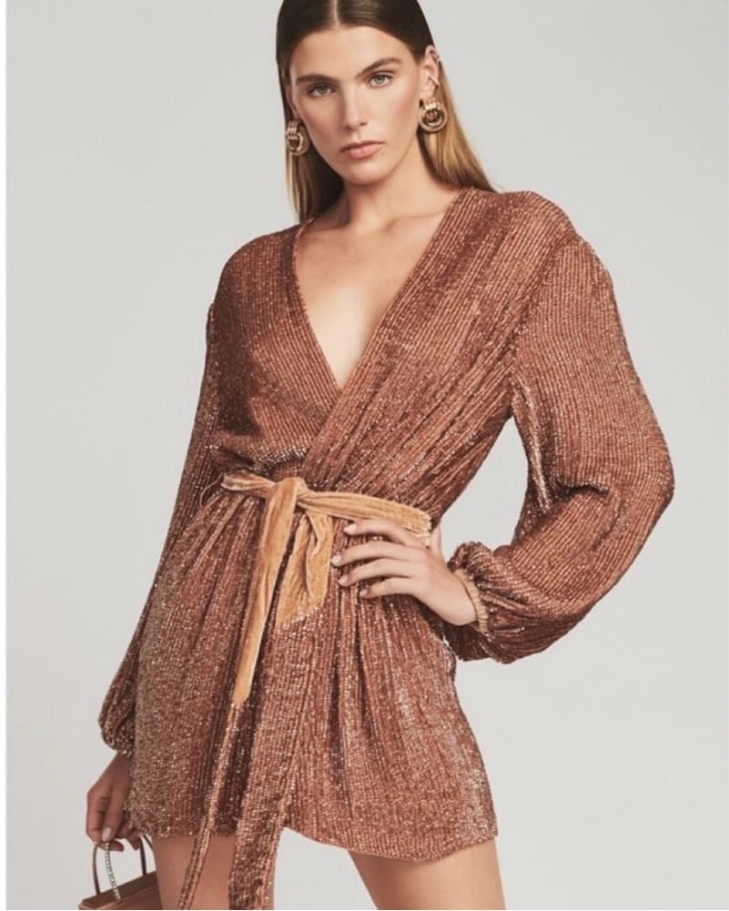 Retrofete Copper Sequin Robe Dress - Image 1