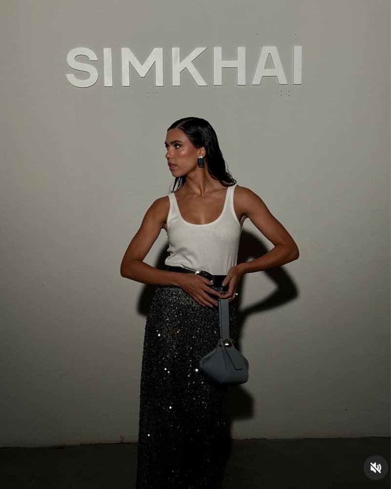 Gunmetal Silver Sequin Maxi Skirt + Belt - Image 2