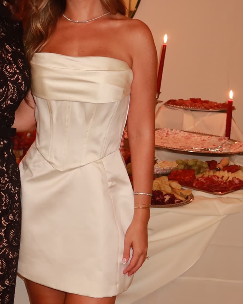 Isabel Satin Corset Mini Dress - Image 1