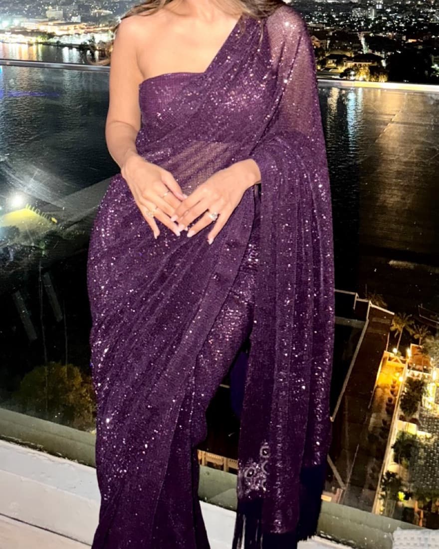 Purple Pre Draped Saree  XS-S | indian wedding  - Image 1