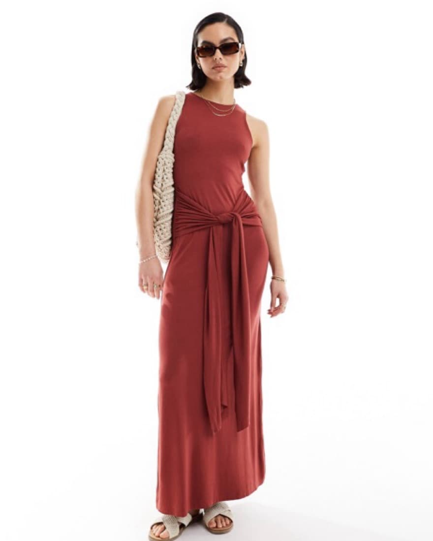 Maxi dress with drape tie front  - Image 1