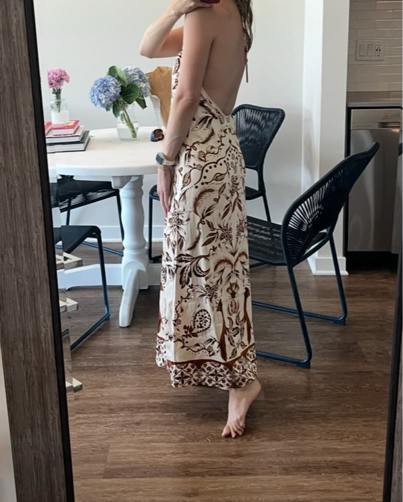 Cream and brown wedding guest Dress - Image 4