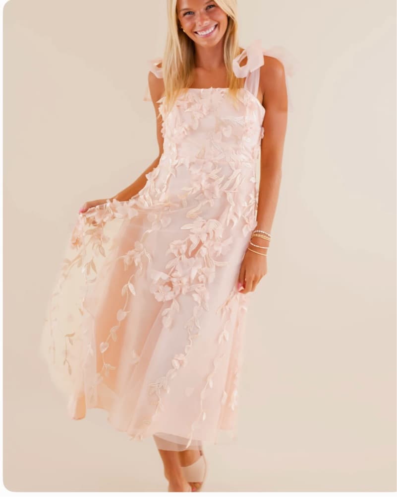 Absolute Elegance 3D Flower Midi Dress - Image 3
