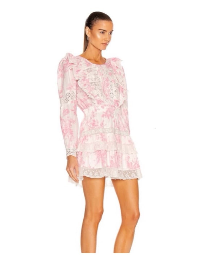 LoveShackFancy Pink Floral Dress - Image 2