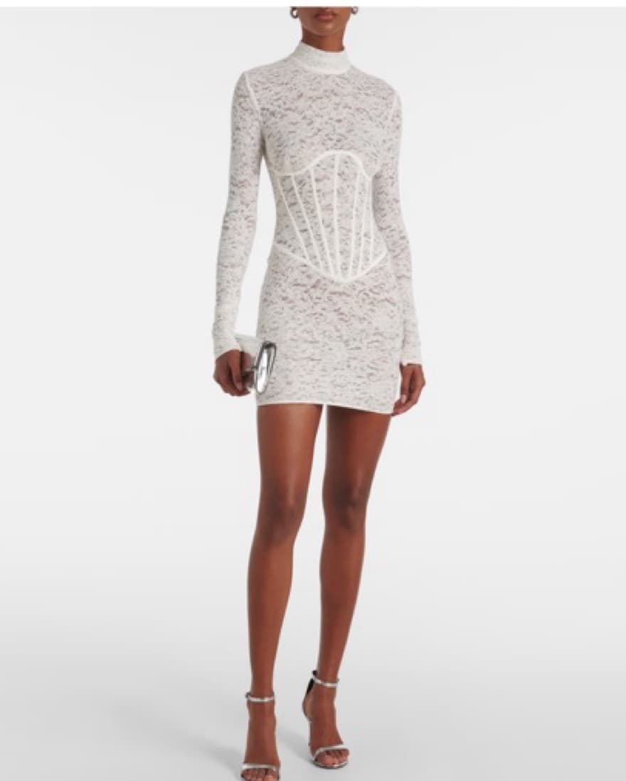 White Lace Mini Bodycon Dress Bridal - Image 1