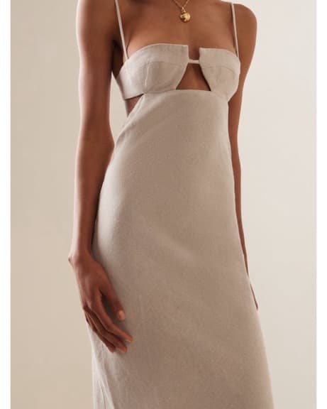 St Agni Neutral Linen Maxi Dress - Image 2