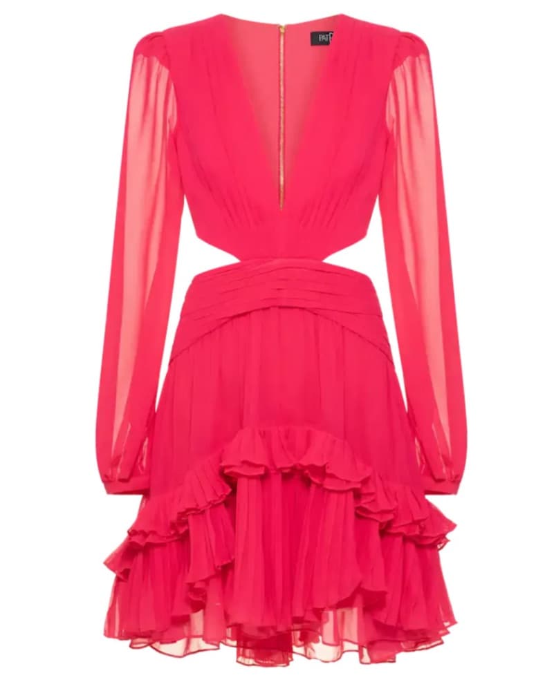 Patbo Cut Out Silk Plisse Pink Dress XS - Image 6
