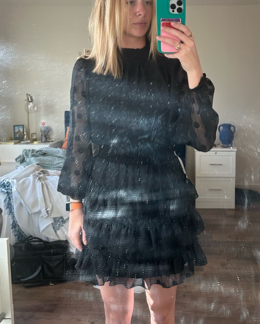 Black Smock Neck Longsleeve Dress - Image 4