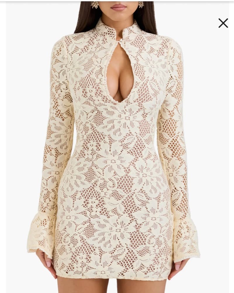House Of Cb Cream Lace Dress - Image 2