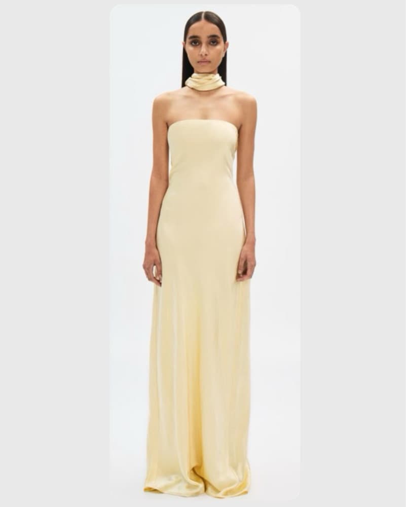 Misha LILIA Yellow Satin Maxi Dress - Image 1