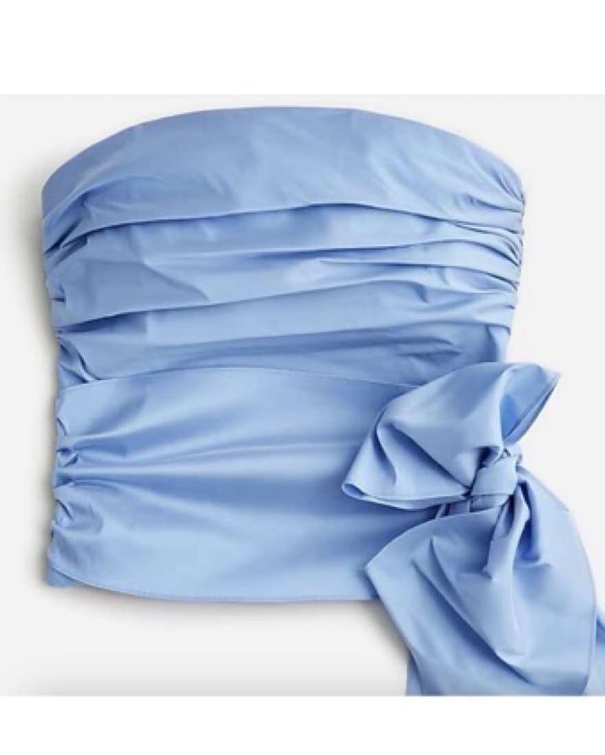 Ruched Strapless Top with Bow - Image 3