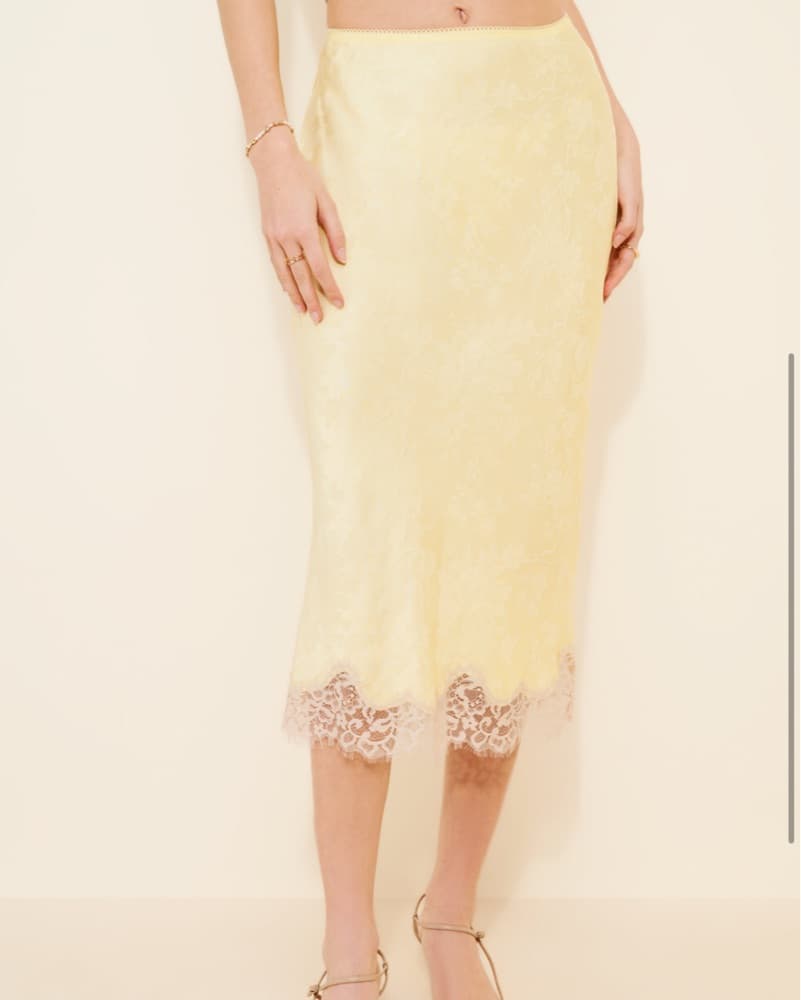 Yellow Rumored Lady Lace Satin Skirt  - Image 3
