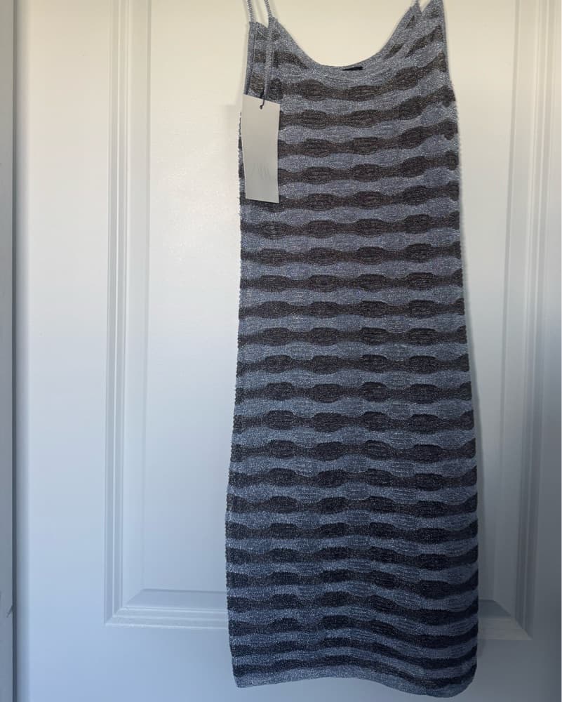 Zara Metalic Thread Stripe Dress  - Image 2