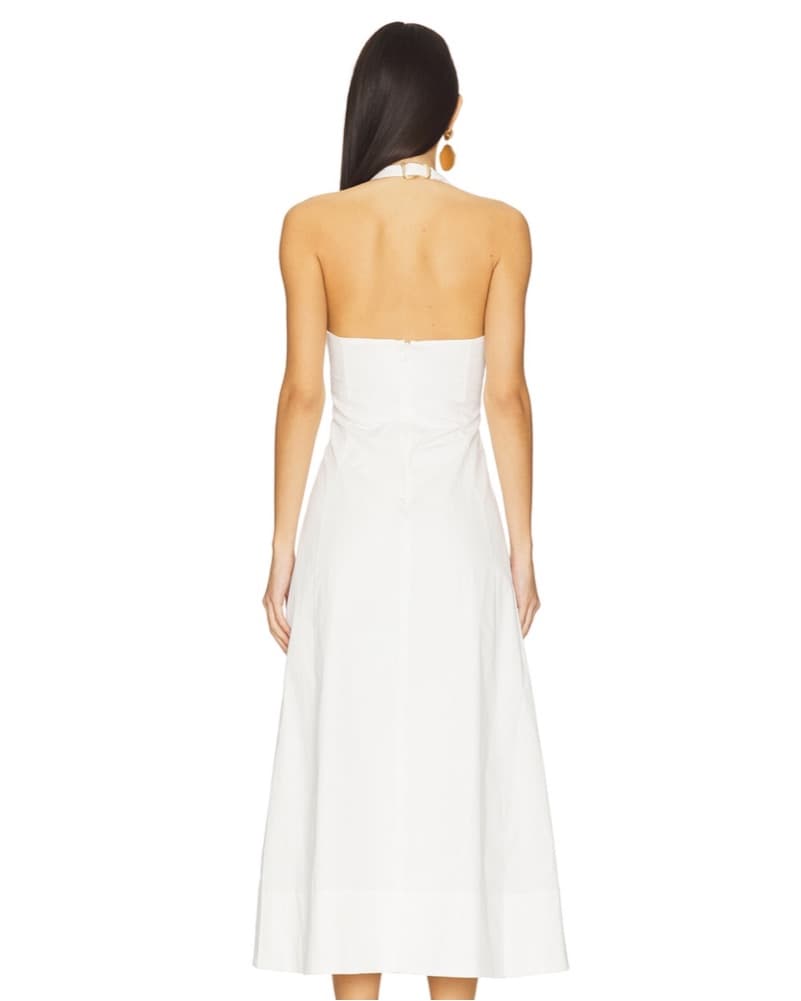 Sleek White Cut-Out Midi Dress - Image 2