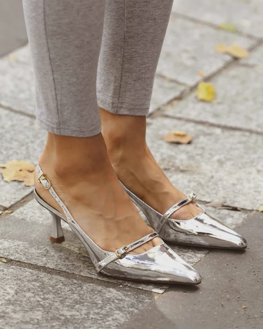 Larroude Ines Pump In Silver Specchio - Image 1