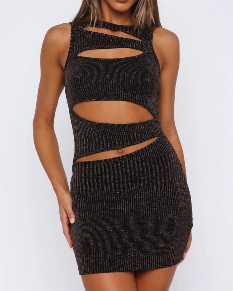 White Fox Time Flies Bronze Mini Dress - Image 1