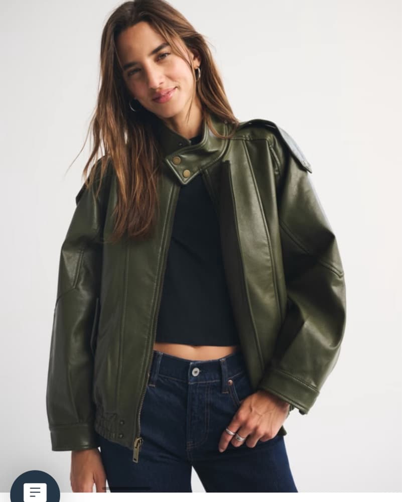Mockneck Leather Bomber Jacket  - Image 3