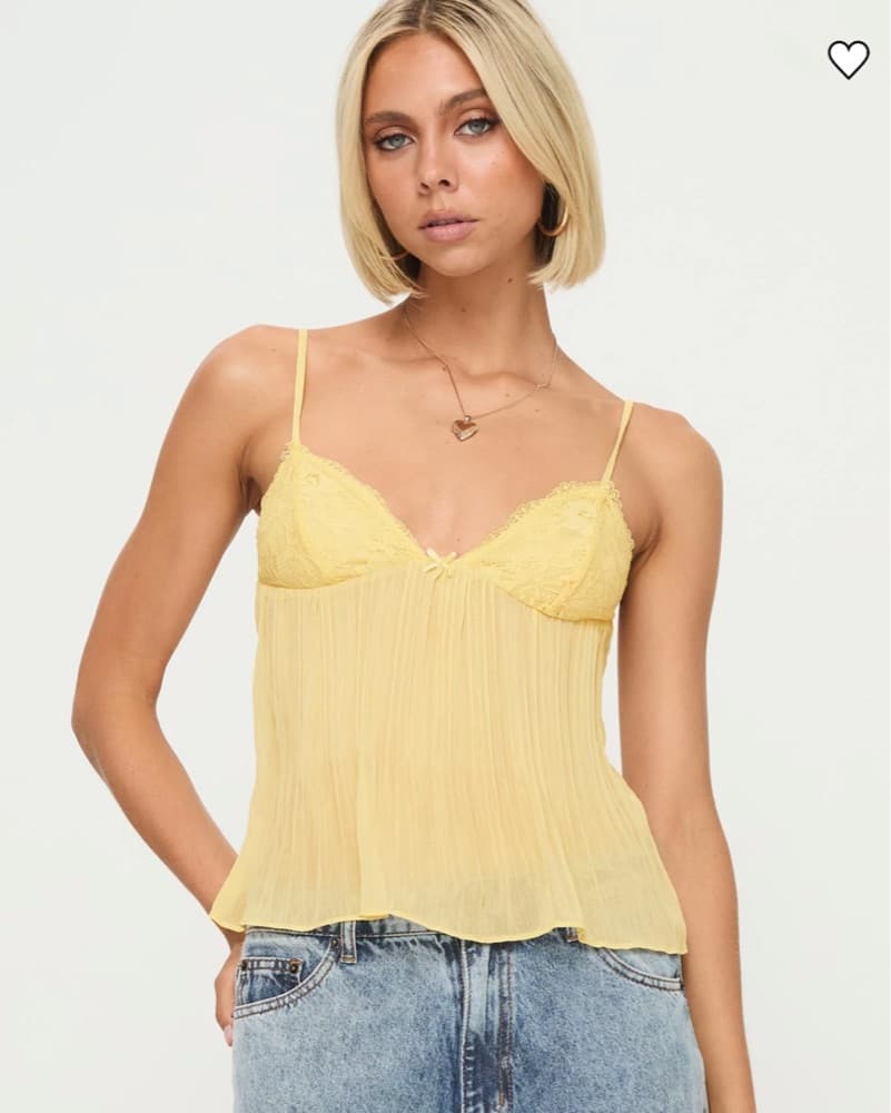 Princess Polly Yellow Babydoll Pleated Cami - Image 3