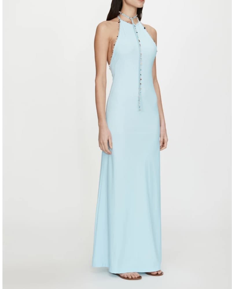 Christopher Esber Halter Dress Lago Blue - Image 4