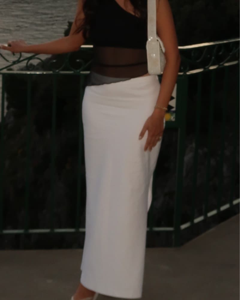 White Open Edit Linen Blend Skirt - Image 4