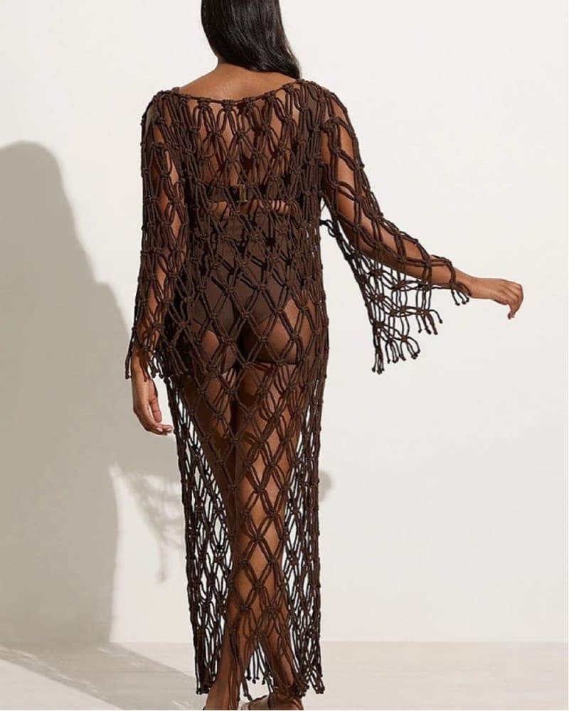 Maxi Dress Brown Rope Fishnet Coverup - Image 5