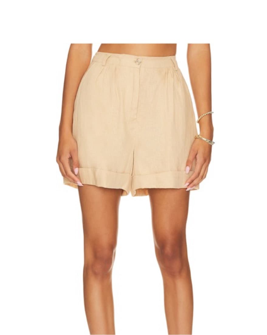Revolve Beige Linen Shorts - Image 1