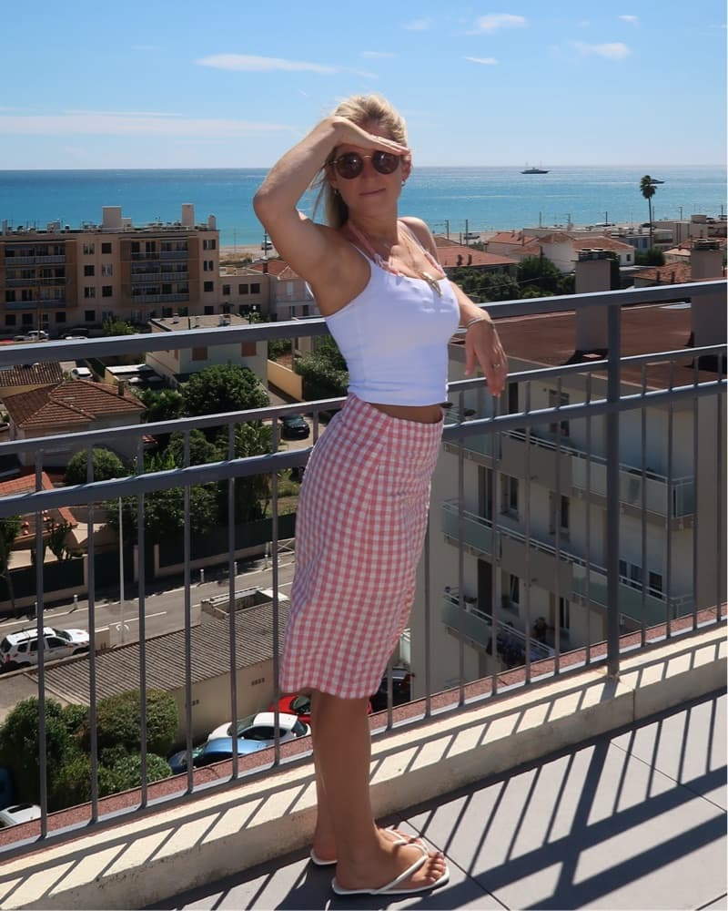 Pink Gingham Midi skirt - Image 1